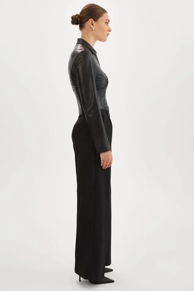 Women ROMI Leather Corset Jacket Black LAMARQUE Tops Women ROMI Leather Corset Jacket Black LAMARQUE Tops