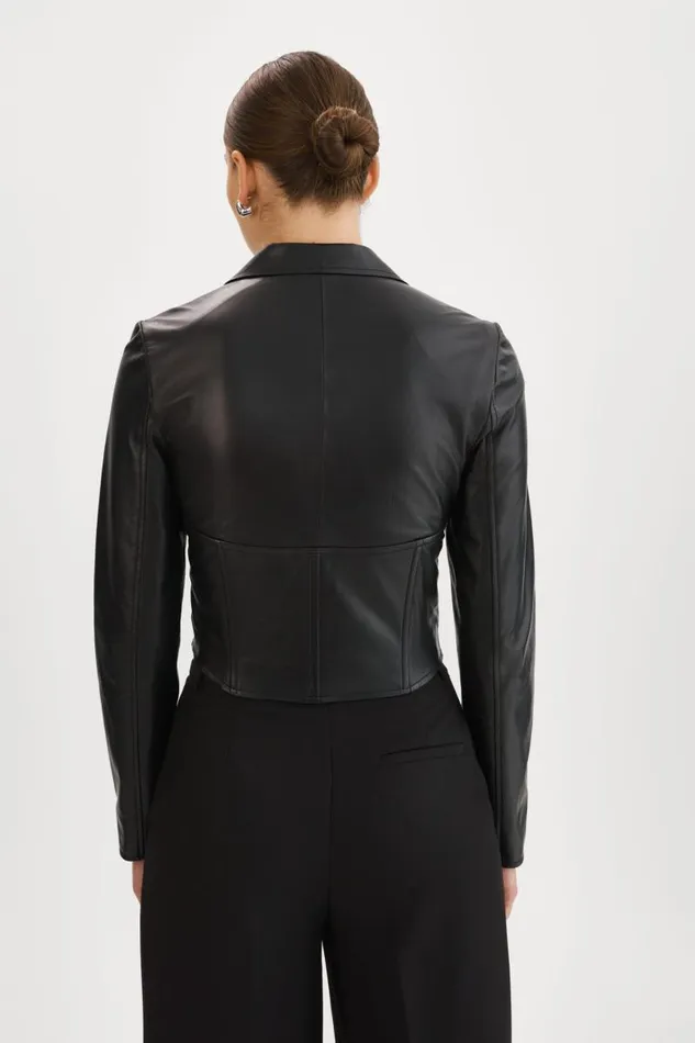 Women ROMI Leather Corset Jacket Black LAMARQUE Tops Women ROMI Leather Corset Jacket Black LAMARQUE Tops