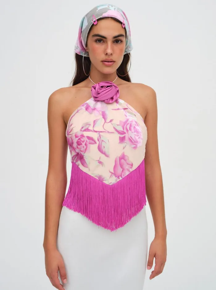 Women Rori Fringe Top Pink For Love and Lemons Tops