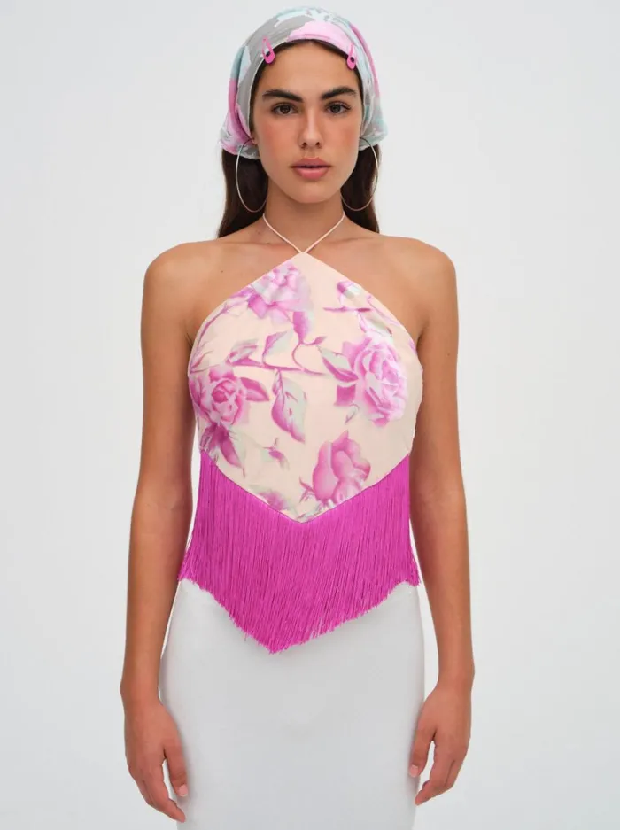 Women Rori Fringe Top Pink For Love and Lemons Tops Women Rori Fringe Top Pink For Love and Lemons Tops