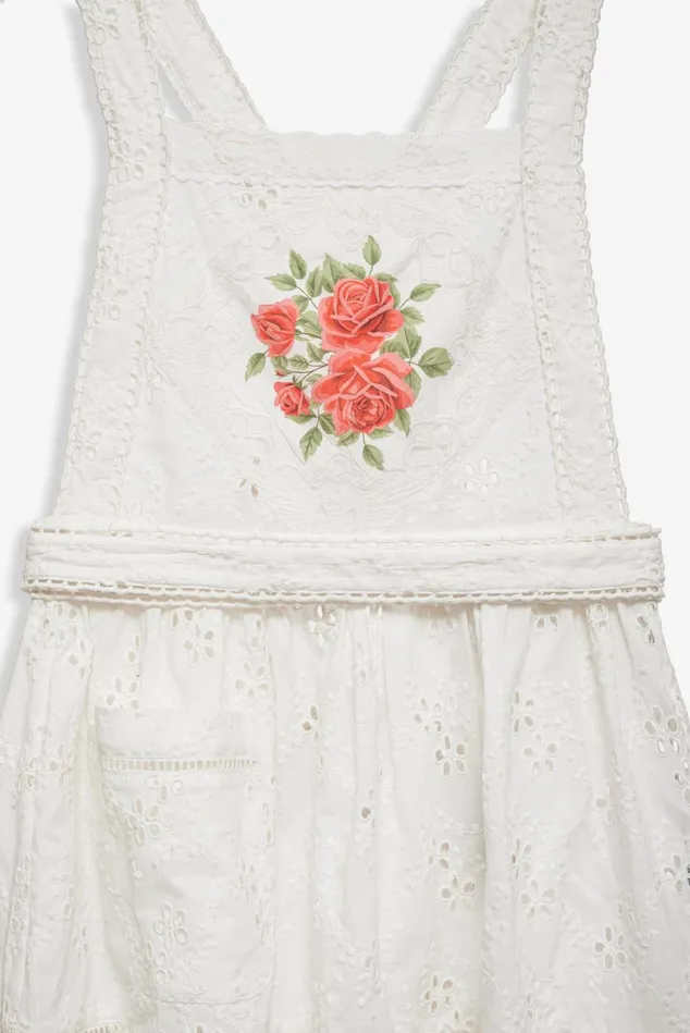Women Rose Embroidered Apron White For Love and Lemons Tops Women Rose Embroidered Apron White For Love and Lemons Tops