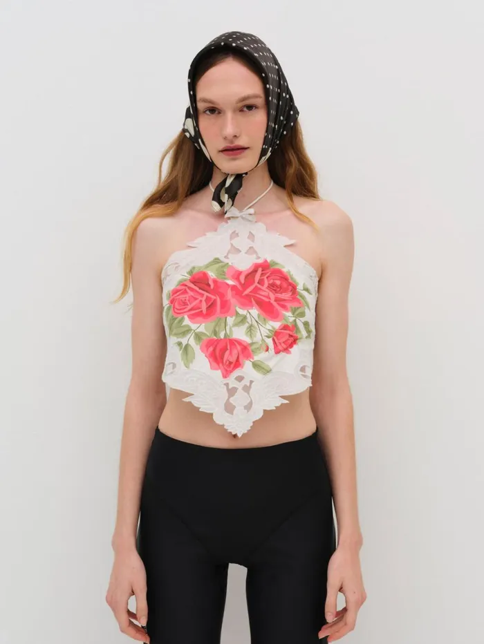 Women Rose Halter Top Red For Love and Lemons Tops Women Rose Halter Top Red For Love and Lemons Tops
