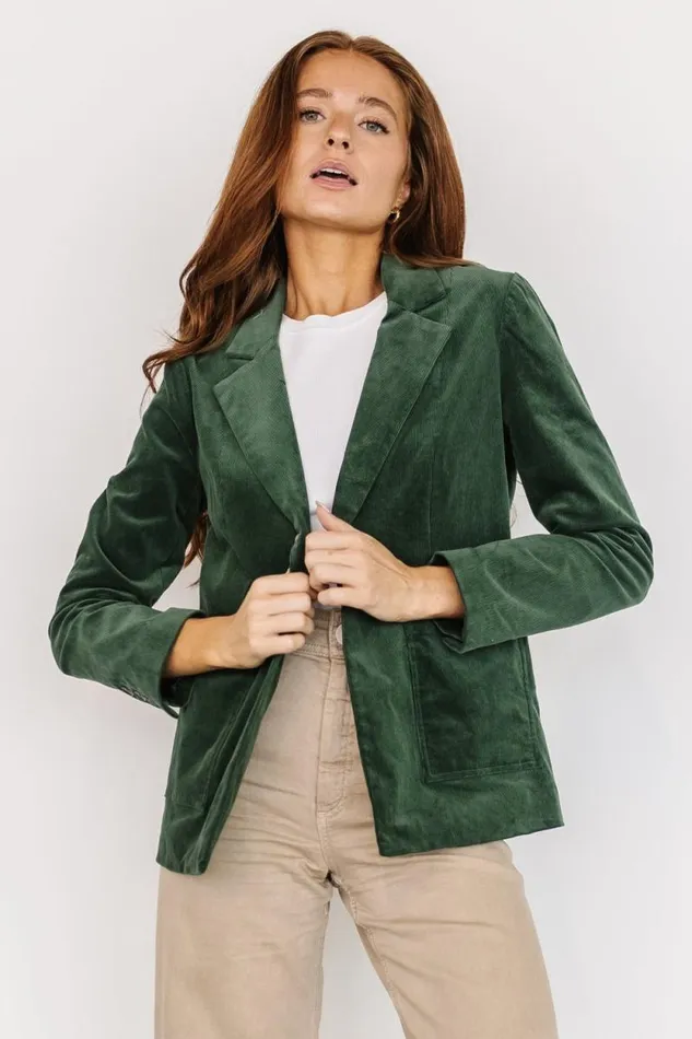 Women Royal Corduroy Blazer Hunter Green Baltic Born Outerwear