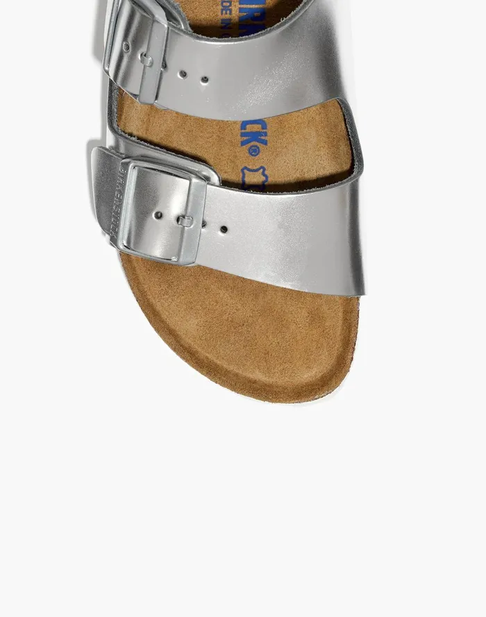 Women Sandals Madewell Birkenstock Arizona Sandals In Leather Silver