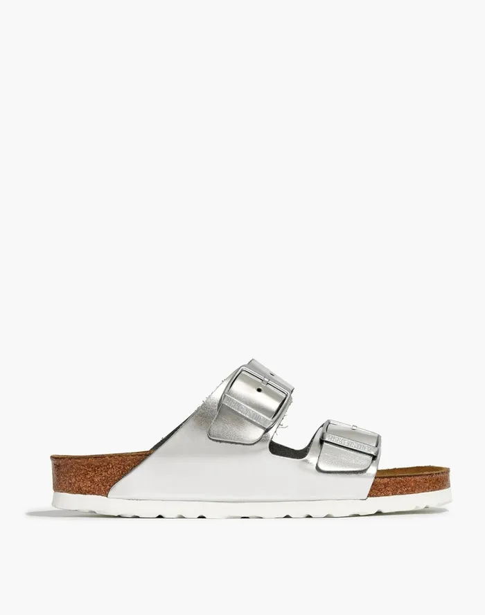 Women Sandals Madewell Birkenstock Arizona Sandals In Leather Silver