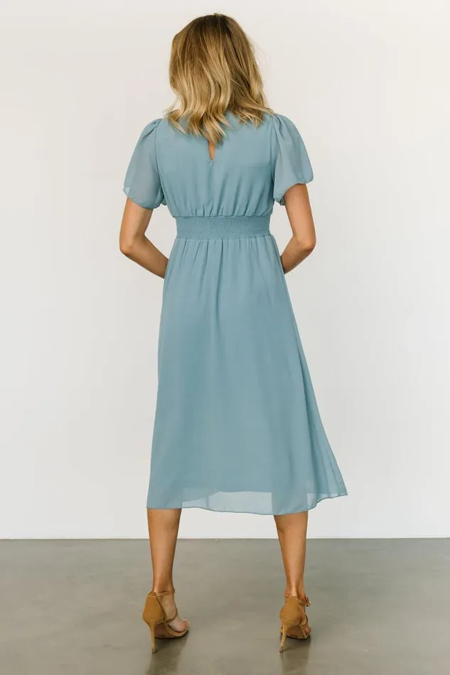 Women Sarah Smocked Midi Dress Lagoon Blue Baltic Born Midi Dresses Women Sarah Smocked Midi Dress Lagoon Blue Baltic Born Midi Dresses