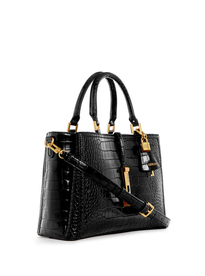 Women Satchel GUESS Black James Croco Girlfriend Satchel Bag Women Satchel GUESS Black James Croco Girlfriend Satchel Bag
