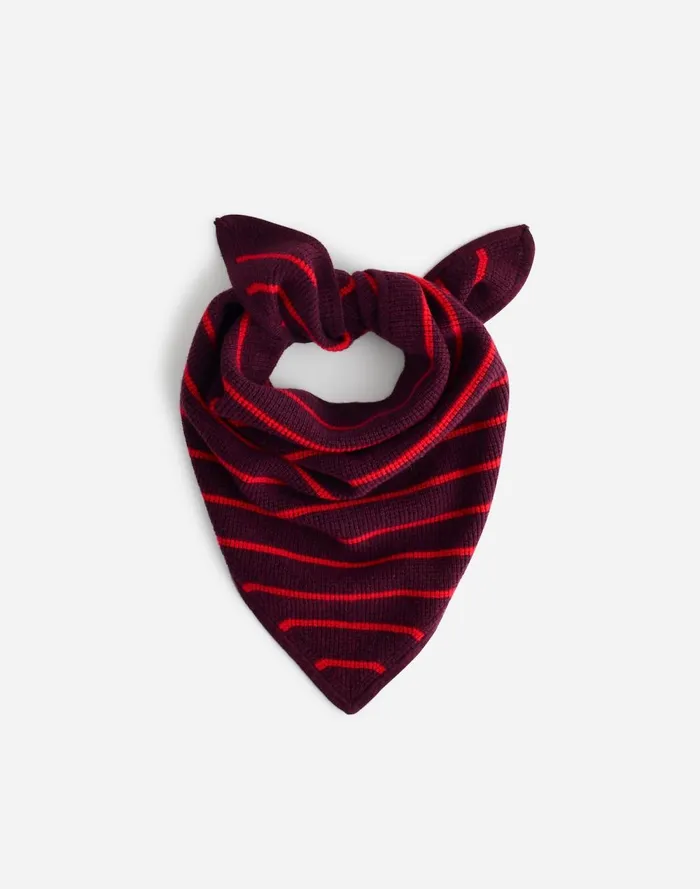 Women Scarves Madewell Merino Wool WaffleKnit Bandana Bright Cherry Stripe