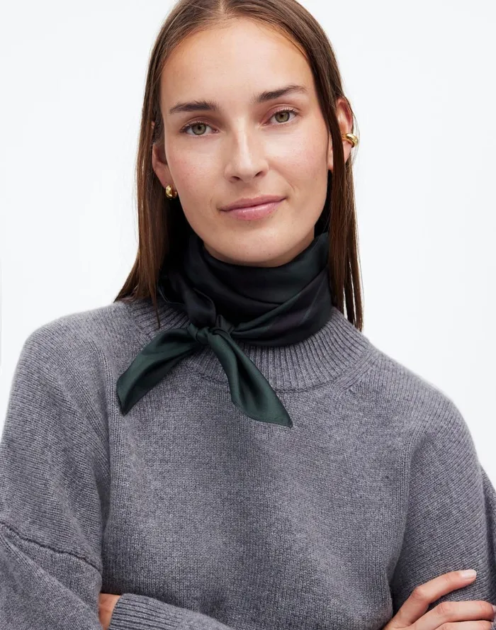 Women Scarves Madewell Oversized Silk Bandana Luxury Forest