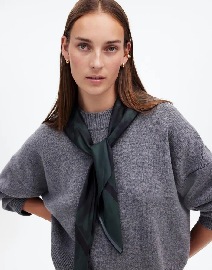 Women Scarves Madewell Oversized Silk Bandana Luxury Forest