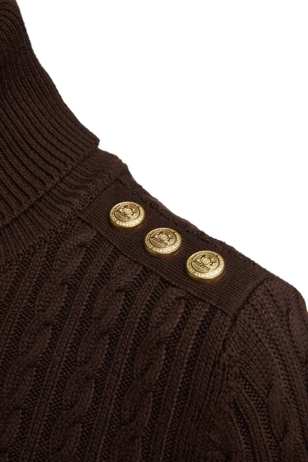 Women Seattle Roll Neck Cable Knit Chocolate Holland Cooper Knitwear Women Seattle Roll Neck Cable Knit Chocolate Holland Cooper Knitwear