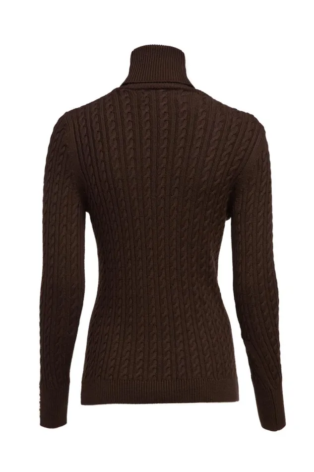 Women Seattle Roll Neck Cable Knit Chocolate Holland Cooper Knitwear Women Seattle Roll Neck Cable Knit Chocolate Holland Cooper Knitwear