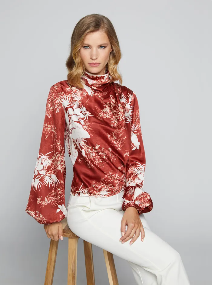 Women Shirts GUESS Eco Red Print Gudule Top Women Shirts GUESS Eco Red Print Gudule Top