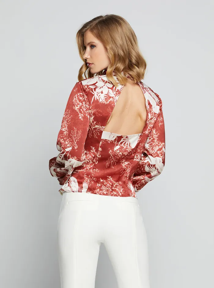 Women Shirts GUESS Eco Red Print Gudule Top Women Shirts GUESS Eco Red Print Gudule Top