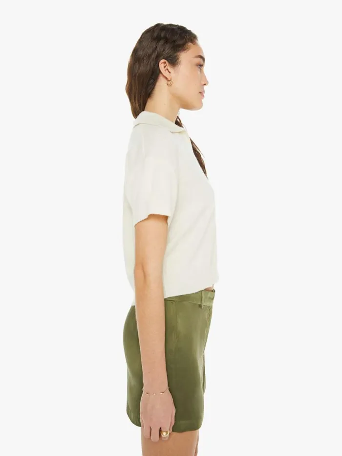 Women Shirts Mother Denim Mirabelle Relaxed Short Sleeve Polo Gardenia