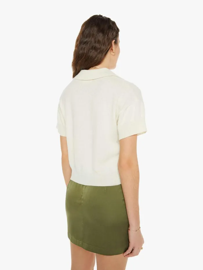 Women Shirts Mother Denim Mirabelle Relaxed Short Sleeve Polo Gardenia