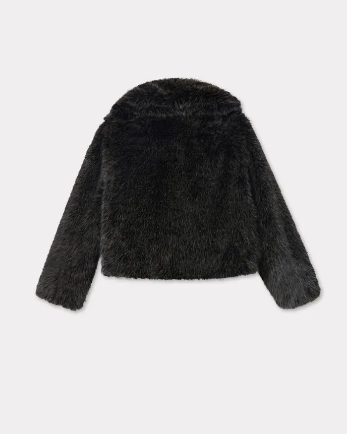 Women Short Blouson In Fake Fur Dark Brown Kenzo Jackets And Coats