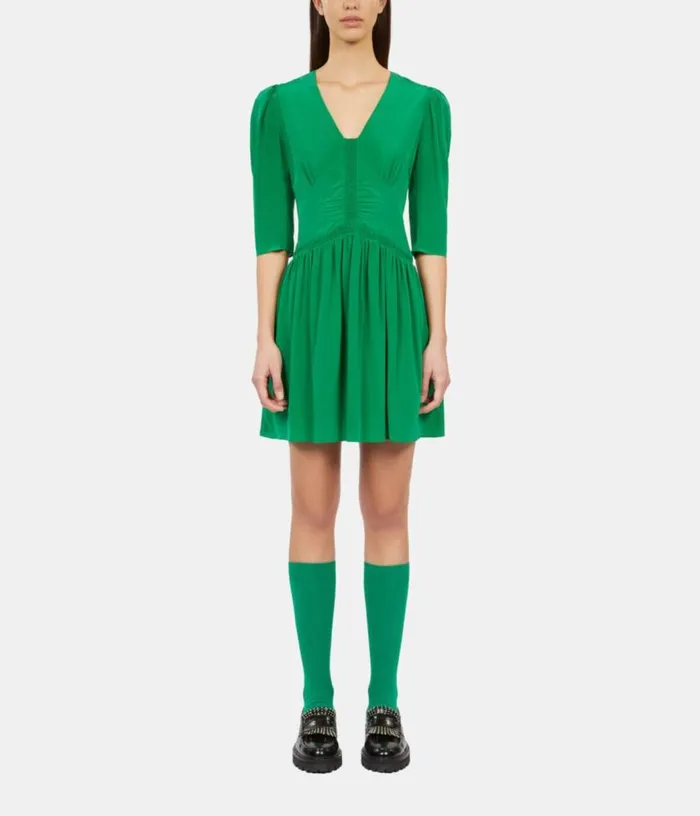Women Short Green Dress With Shirring THE KOOPLES Dresses and Jumpsuits