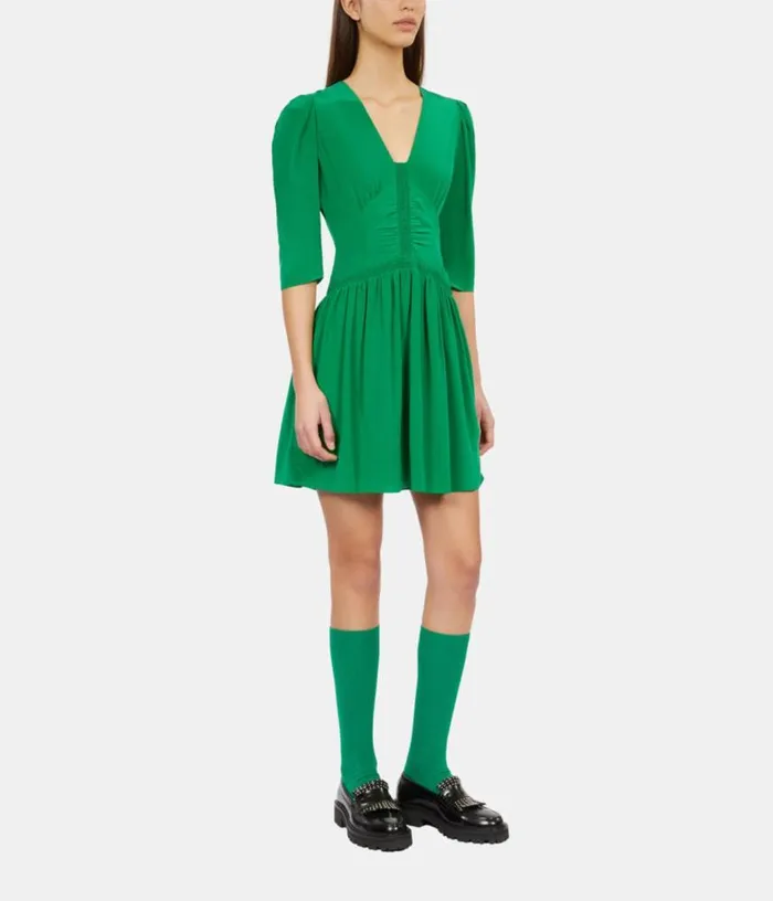 Women Short Green Dress With Shirring THE KOOPLES Dresses and Jumpsuits