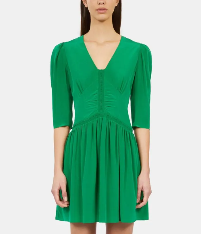 Women Short Green Dress With Shirring THE KOOPLES Dresses and Jumpsuits