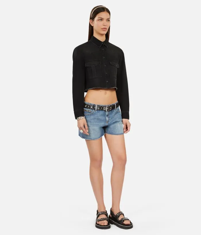 Women Short Grey Denim Shirt THE KOOPLES Blouses and Shirts