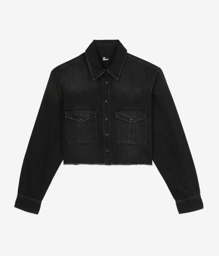 Women Short Grey Denim Shirt THE KOOPLES Blouses and Shirts