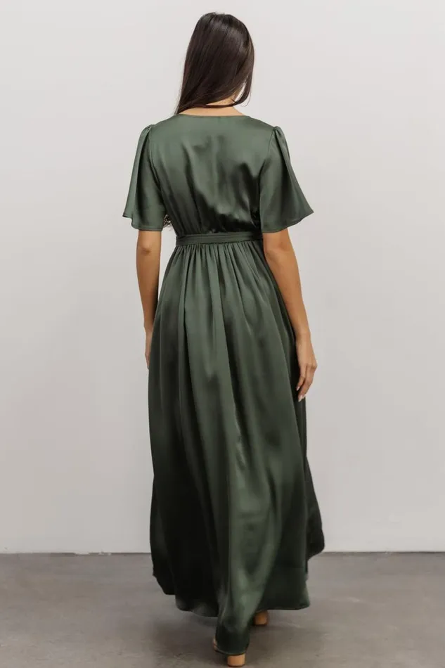 Women Sicily Satin Maxi Dress Dusty Green Baltic Born Bump Friendly Women Sicily Satin Maxi Dress Dusty Green Baltic Born Bump Friendly