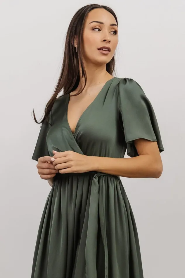 Women Sicily Satin Maxi Dress Dusty Green Baltic Born Bump Friendly Women Sicily Satin Maxi Dress Dusty Green Baltic Born Bump Friendly
