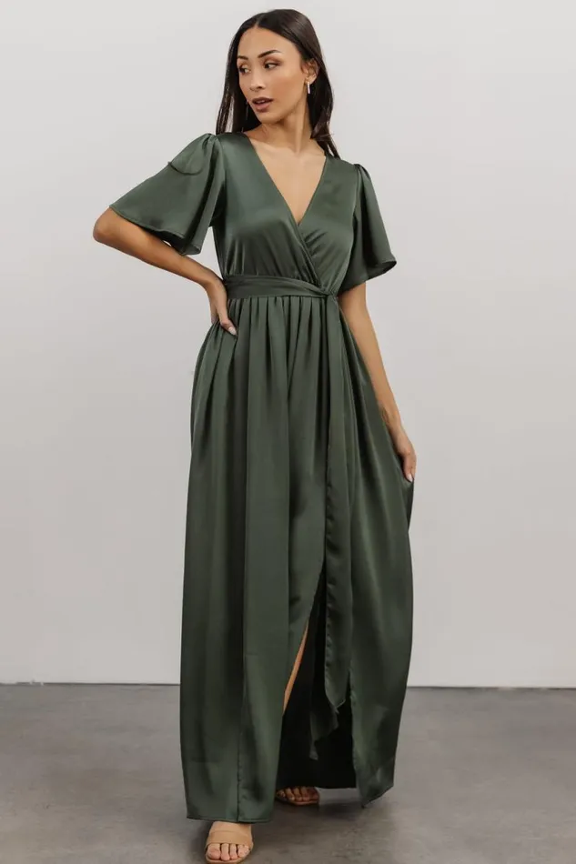 Women Sicily Satin Maxi Dress Dusty Green Baltic Born Bump Friendly Women Sicily Satin Maxi Dress Dusty Green Baltic Born Bump Friendly