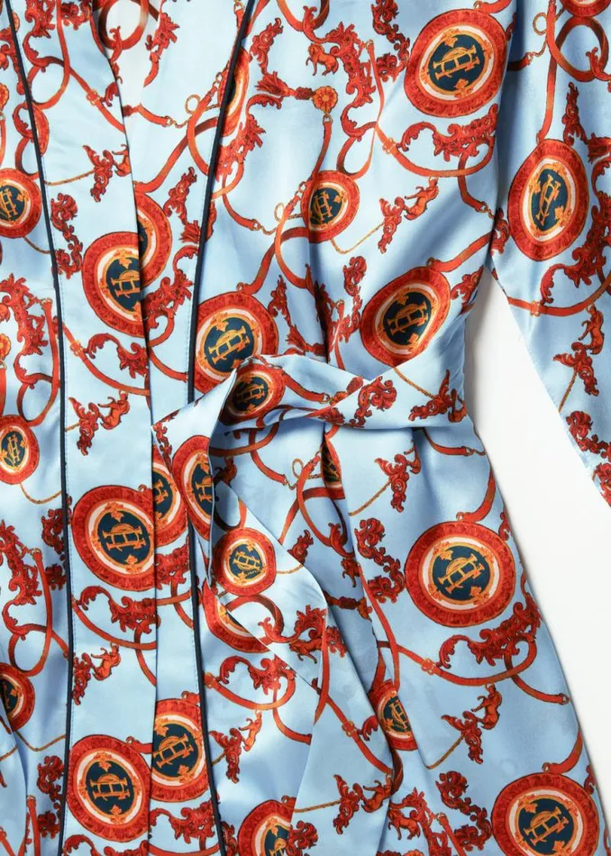Women Silk Full Length Dressing Gown Sky Blue Holland Cooper Sleepwear Women Silk Full Length Dressing Gown Sky Blue Holland Cooper Sleepwear