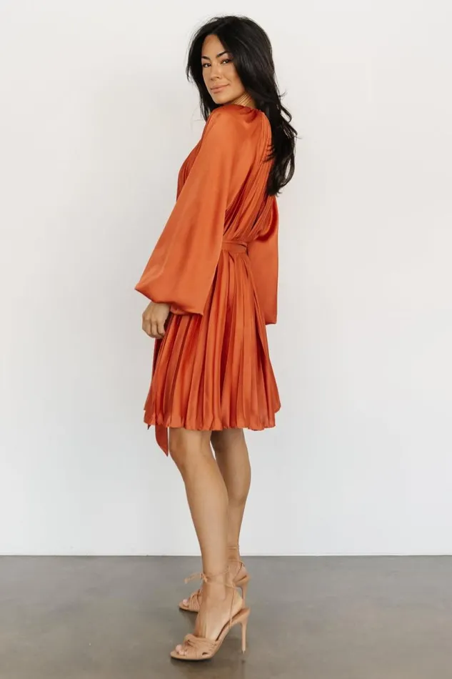 Women Sintra Pleated Short Dress Vintage Rust Baltic Born Short Dresses Women Sintra Pleated Short Dress Vintage Rust Baltic Born Short Dresses