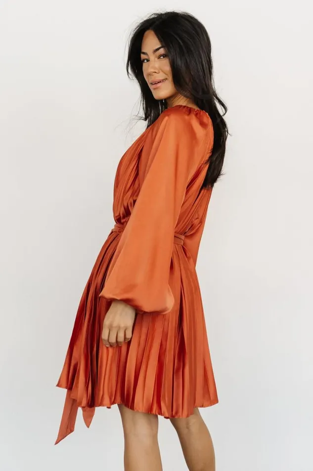 Women Sintra Pleated Short Dress Vintage Rust Baltic Born Short Dresses Women Sintra Pleated Short Dress Vintage Rust Baltic Born Short Dresses