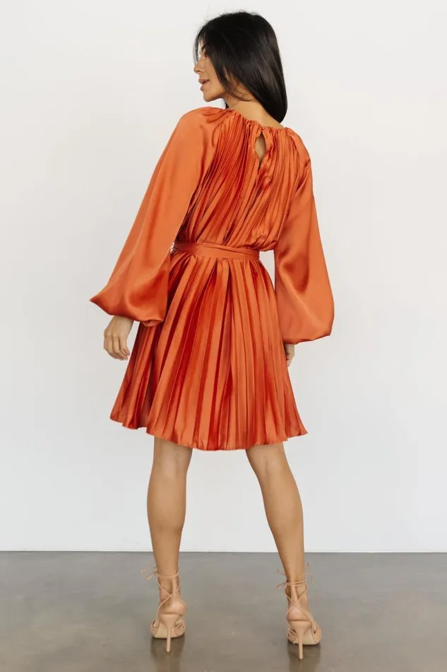 Women Sintra Pleated Short Dress Vintage Rust Baltic Born Short Dresses Women Sintra Pleated Short Dress Vintage Rust Baltic Born Short Dresses