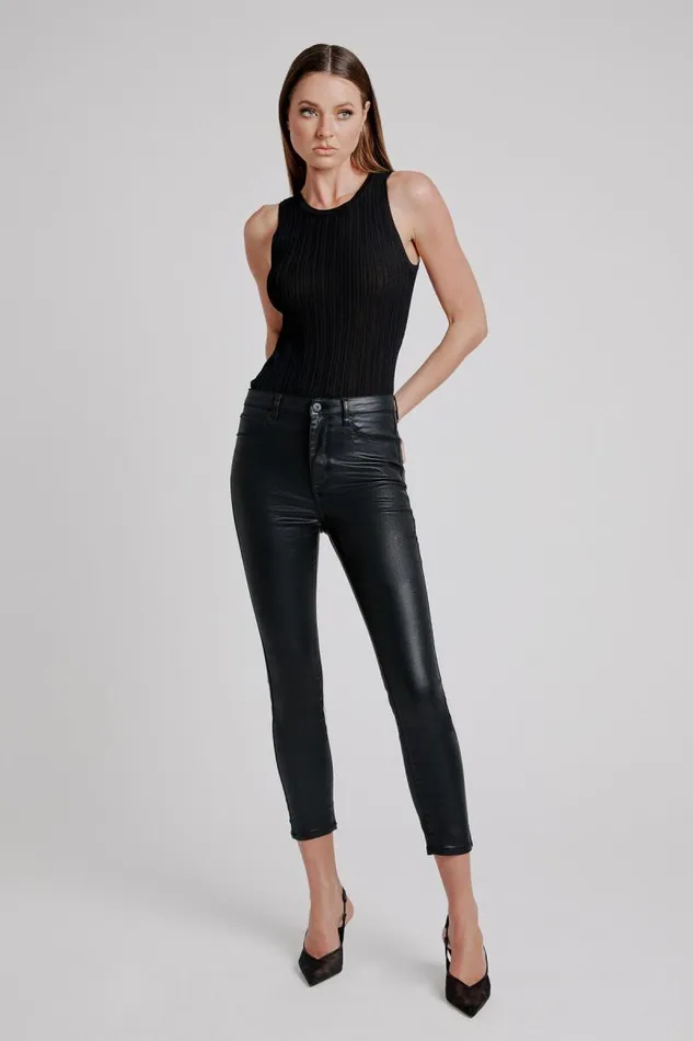Women Skinny Jean Bardot Khloe Crop Coated Jeans In Black Black