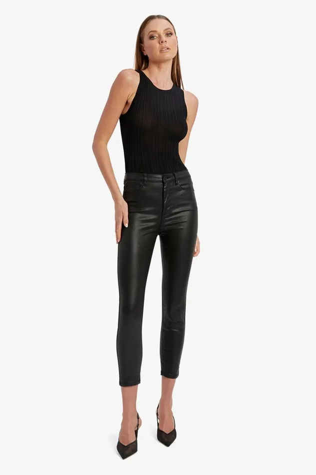 Women Skinny Jean Bardot Khloe Crop Coated Jeans In Black Black Women Skinny Jean Bardot Khloe Crop Coated Jeans In Black Black