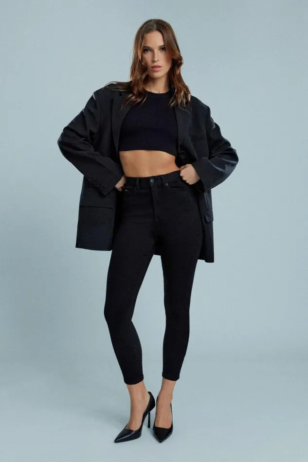 Women Skinny Jean Bardot Khloe Hi Crop Jeans In Black Black
