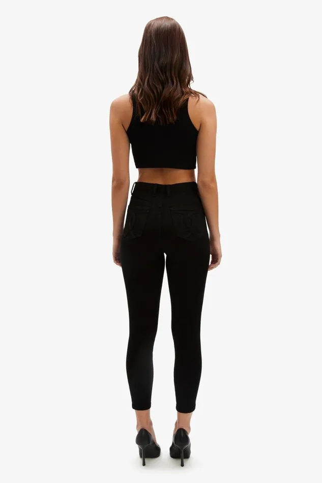 Women Skinny Jean Bardot Khloe Hi Crop Jeans In Black Black Women Skinny Jean Bardot Khloe Hi Crop Jeans In Black Black