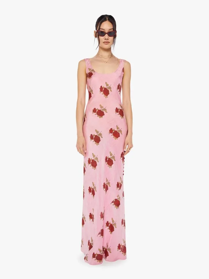 Women Skirts and Dresses Mother Denim Adele Silk Dress Pink Ruby