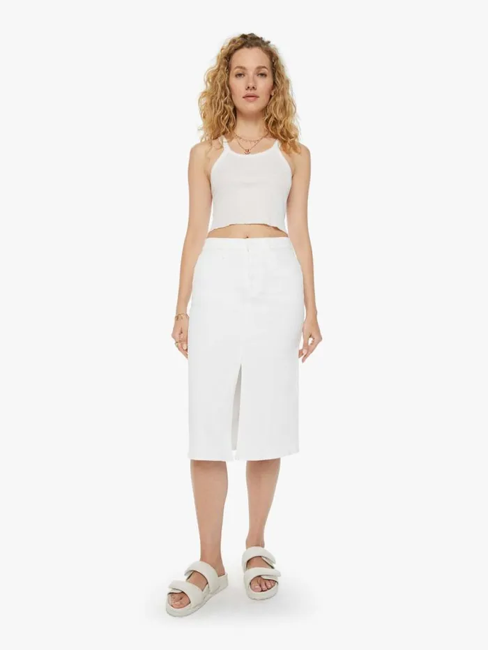 Women Skirts and Dresses Mother Denim The Front Slit Vagabond Midi White