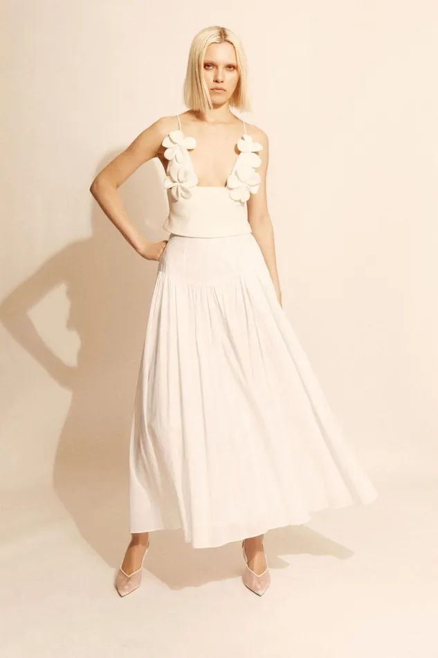 Women Skirts Bardot Amorette Maxi Cotton Skirt In Orchid White Orchid White