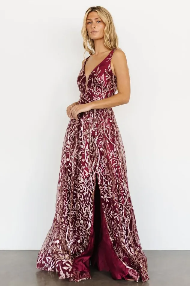 Women Skyla Glitter Gown Wine Rose Gold Baltic Born Tulle Styles