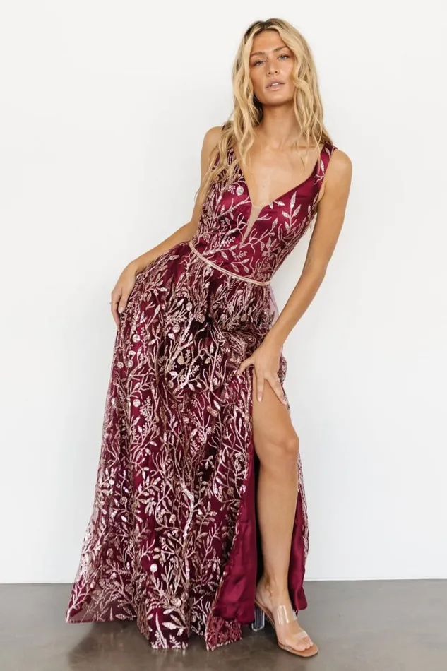 Women Skyla Glitter Gown Wine Rose Gold Baltic Born Tulle Styles Women Skyla Glitter Gown Wine Rose Gold Baltic Born Tulle Styles