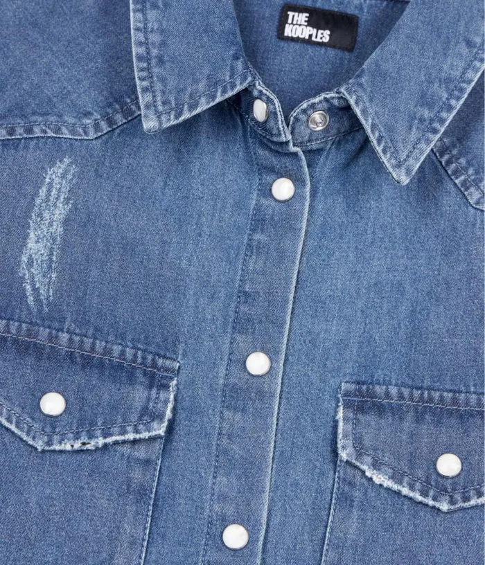 Women Sleeveless Blue Denim Shirt THE KOOPLES Blouses and Shirts