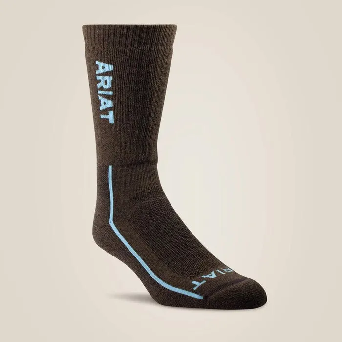 Women Socks Ariat Heavyweight Merino Wool Steel Toe Performance Work Sock Brown