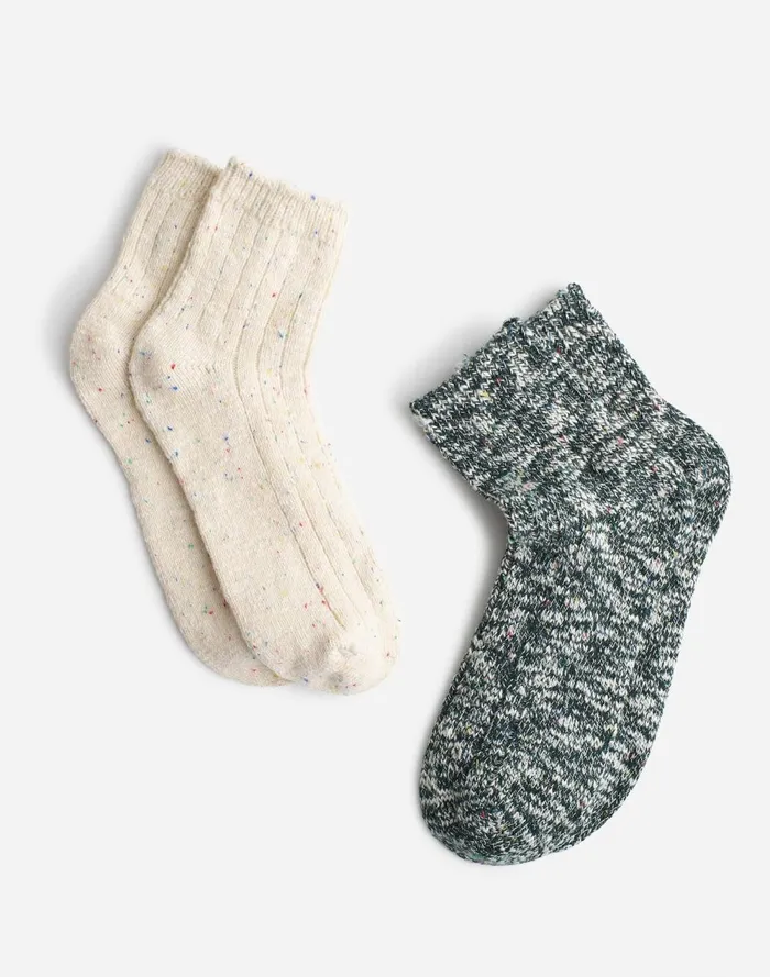 Women Socks Madewell TwoPack Heathered Ankle Socks Winter White