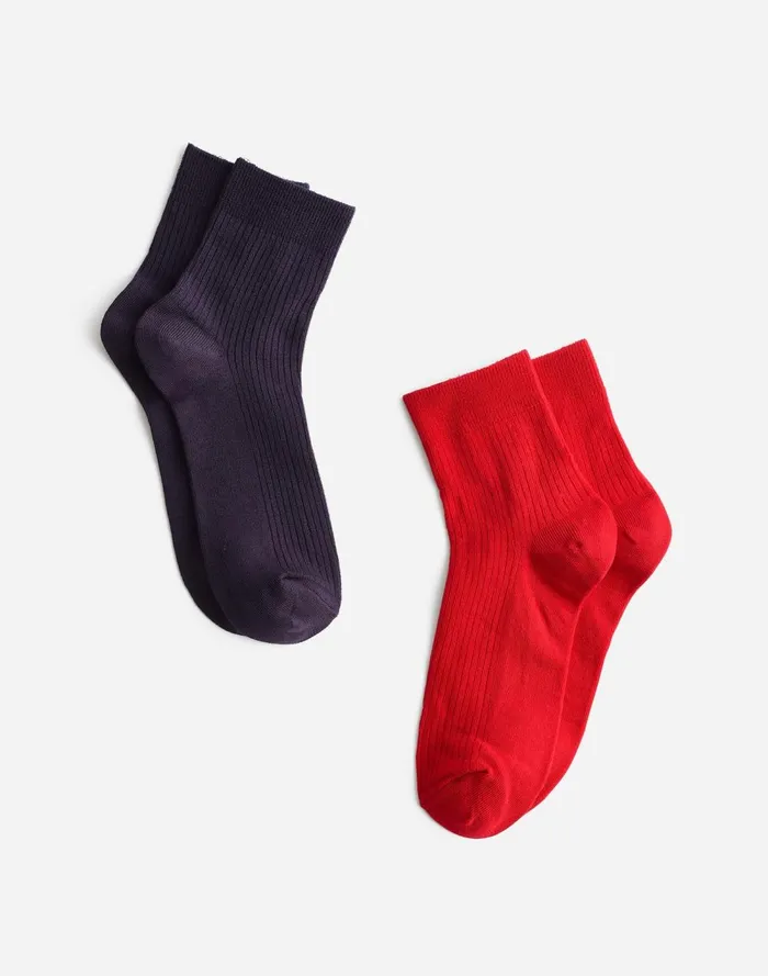 Women Socks Madewell TwoPack SemiSheer Ankle Socks Bright Cherry