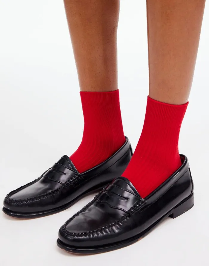Women Socks Madewell TwoPack SemiSheer Ankle Socks Bright Cherry