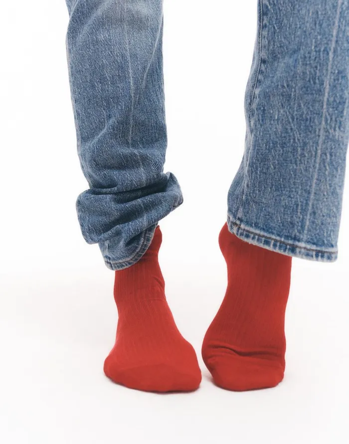 Women Socks Madewell TwoPack SemiSheer Ankle Socks Bright Cherry