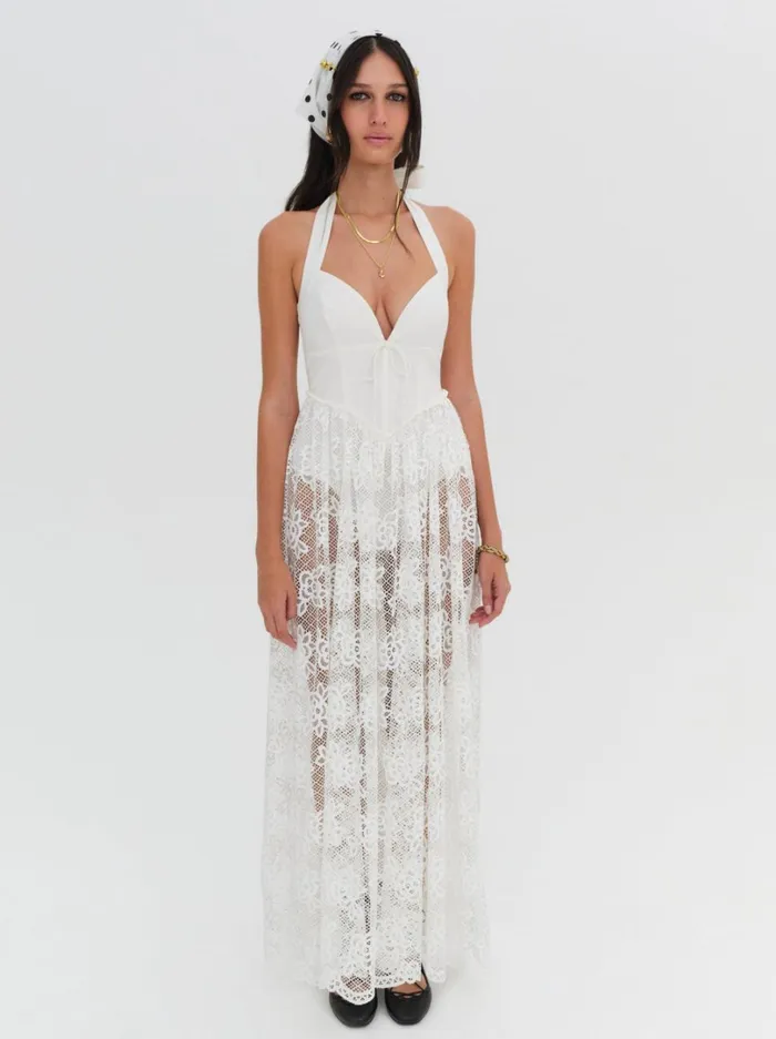 Women Sonnet Lace Maxi Dress White For Love and Lemons Dresses
