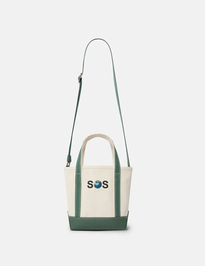 Women SOS Embroidered Small Tote Bag Ivorygreen Stella McCartney Tote Bags